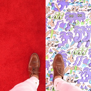 Person Standing On Two Different Patterned Floors