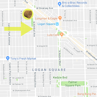 Map Showing Martin Kimball's Farm Location In Logan Square and Kimball Avenue